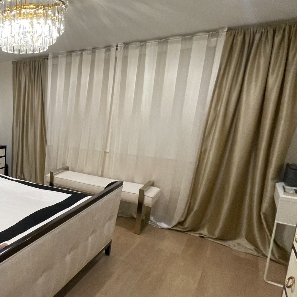 4 piece gold and ivory rod pocket curtain set